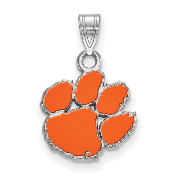 Sterling Silver Clemson U Small Enamel Pendant - Picture 1 of 3